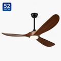ATEAMIR 52 Inch Modern Ceiling Fan with LED Light and Remote Control, 3 Solid Walnut Wood Blades, Quiet Reversible DC Motor, 6 Speeds, Deep Walnut and Matte Black